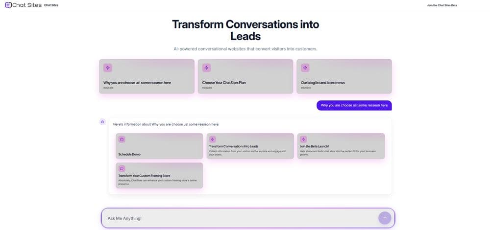 Chatsites interface preview