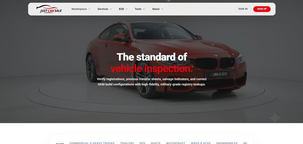 JustCarSale interface preview